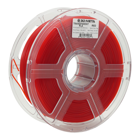 3D META Transparent PLA 3D Printing Filament - Transparent Red