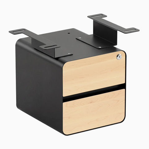 Desky Minimal Under Desk Cabinet - Maple Hardwood / Black