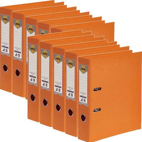 Marbig Linen Lever Arch File Folder PE A4 75mm (Orange) [Box 10]