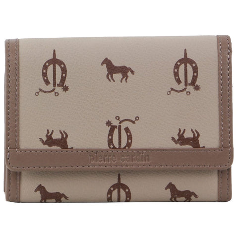 Pierre Cardin Leather Art Bi-Fold Flap Mobile Phone Wallet 13 cm Beige