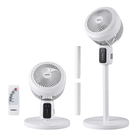 Devanti Pedestal Fan with Remote 3 Speed 12H Timer Height Adjustable Cooling Fan