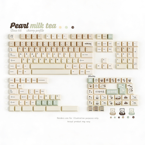 Qwertykeys Cherry profile Pearl Milk Tea Keycap Set
