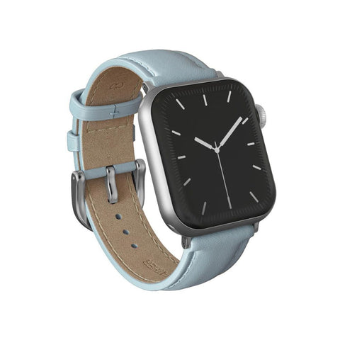 Burga Apple Watch 42/44/46/49 Leather Band - Silver Clasp (Light Blue)
