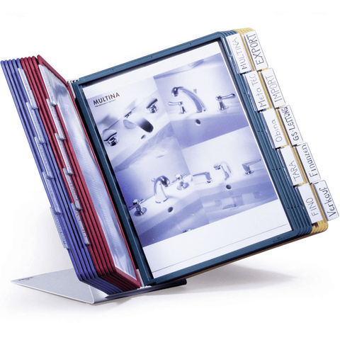 Durable Vario Desk Display System With 20 Panels A4 Sleeves Assorted Colours