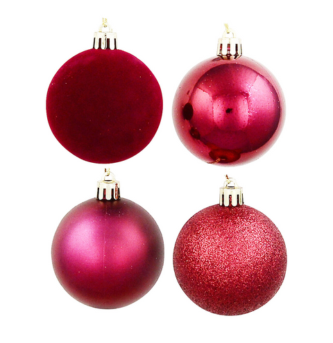 Dynamic Essential Mixed Texture Baubles 24x 60mm (Apple Red)