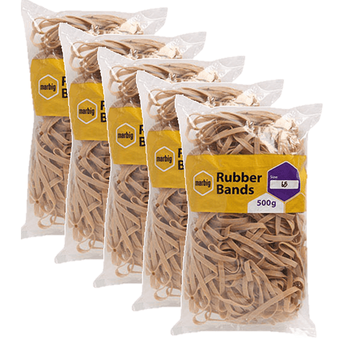 Marbig Rubber Bands Size No.65 500G Bag Pack 5 BULK