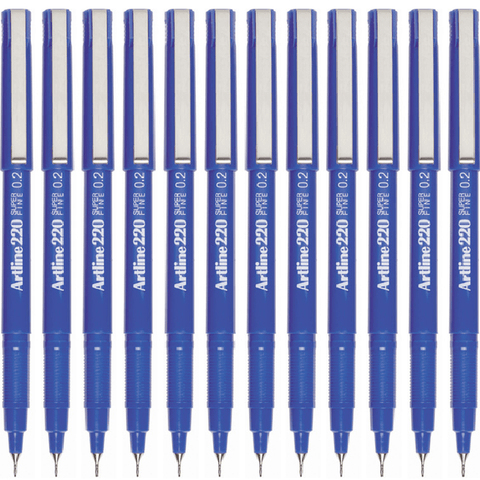 Artline Box 12 220 Fineline Pen 0.2mm Extra Fine (Blue)