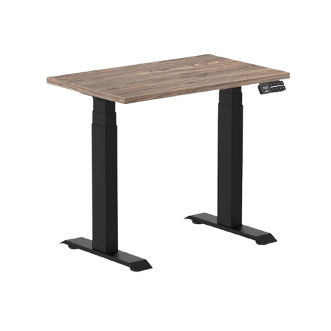 Desky Dual Mini Sit Stand Desk 1000x600 Prime Oak Desktop and Grey Frame
