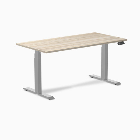Desky Dual Melamine Sit Stand Desk 150cm Classic Oak Desktop and Grey Frame