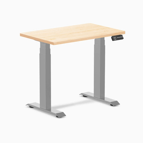 Desky Dual Mini Hardwood Sit Stand Desk 80cm Maple Desktop and Grey Frame