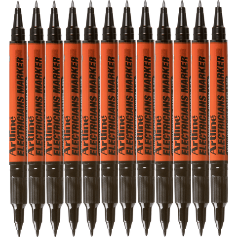 Artline Box 12 Electricians Dual Nib Permanent Marker 0.4mm/1.0mm (Black)
