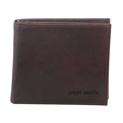 Pierre Cardin Men's Italian Leather Tri-Fold Protected RFID Wallet 11cm Choco