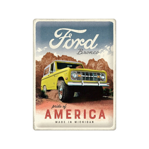 Nostalgic-Art Ford Bronco Pride Of America 30x40cm Large Metal Tin Sign Plaque