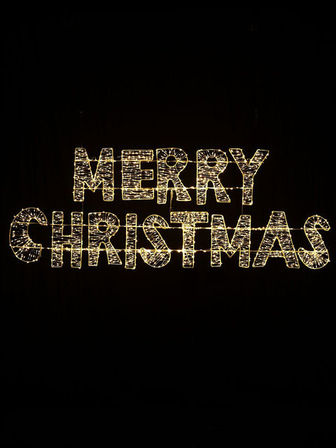 Christmas Warehouse - OUDRS315 1.6m Vibrant Merry Christmas Outdoor LED Warm White String Light Display Warm White on White