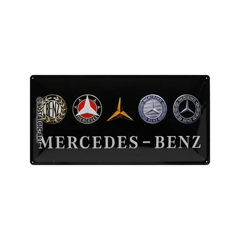 Nostalgic-Art Mercedes-Benz Logo Evolution 25x50cm Metal Long Sign Plaque