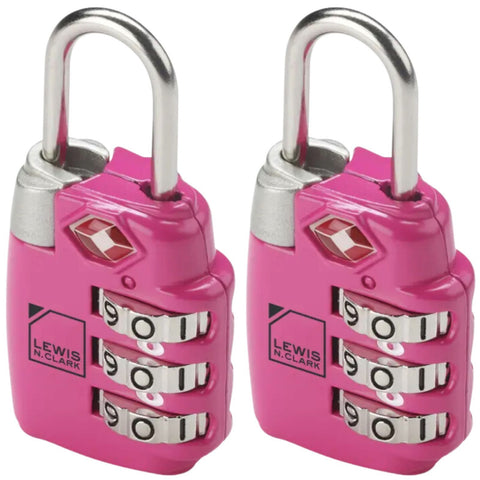 Lewis N. Clark 2x PadLock Suitcase TSA Approved Combination Lock Travel - Pink
