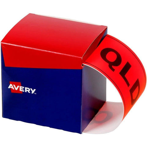 Avery 932606 State Identification Labels QLD 100x150.4mm Fluoro Red Pack 500