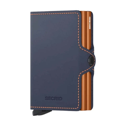 Secrid Twinwallet Compact RFID Matte Leather Wallet Night Blue/Orange