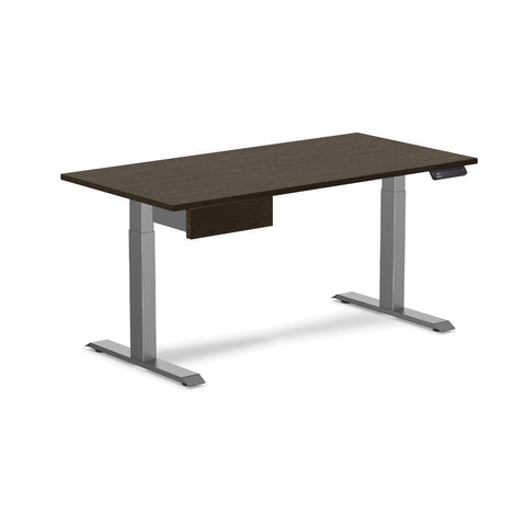 Desky Single Standing Desk With Drawer - Dark Bamboo / 1500x750mm / Space Grey