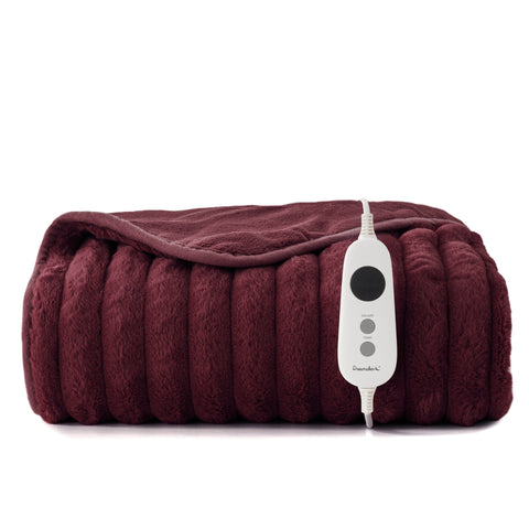 Dreamaker Embossed Fleece Electric Throw - Cherry