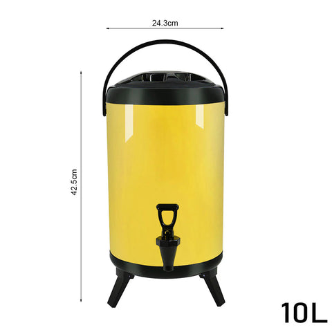 SOGA 10L Insulated Stainless Steel Beverage Dispenser with Faucet (Yellow)
