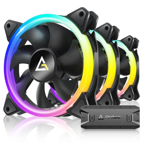 Antec Neon 12 ARGB PWM 120mm Case Fan with ARGB Controller - 3 Pack (Neon 120 ARGB_3PK)