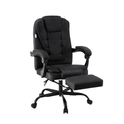 Artiss Office Chair Executive Fabric Seat Racing Computer Desk Chairs Footrest (Black)