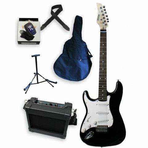 AXIOM Discovery Left Handed Electric Guitar for Beginners (Black)