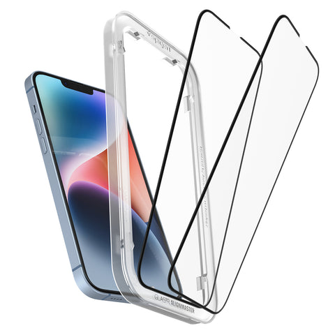 Spigen Apple iPhone 14 Plus / iPhone 13 Pro Plus AlignMaster GLAS.tR Full Cover 2PCS Glass Screen Protector - Black