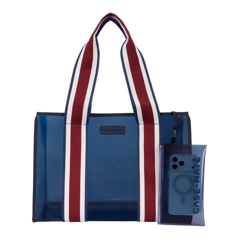 Case-Mate Navy Rugby Stripe Tote with Phone Pouch