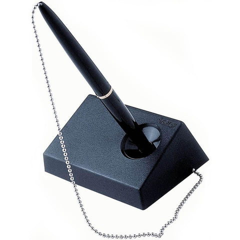 BIC Solo Deluxe Captive Corded Ballpoint Pen And Stand Set Black