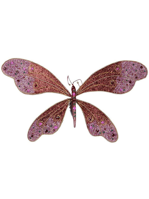 Christmas Warehouse - PICK2308 Large Pink Bejeweled Dragonfly Christmas Clip Pick | 62cm Pink with Strawberry Pink, Gold, Red & Green