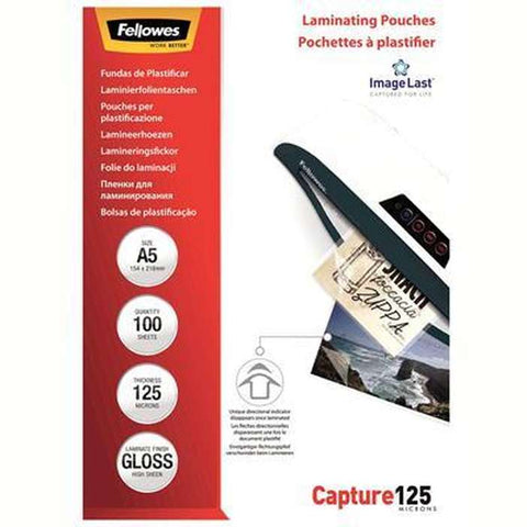 Fellowes Impress Laminating Pouch Gloss 125 Micron A5 Clear Pack 100