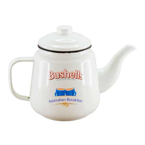 Rojo Bushells Enamel Teapot 1.4L - White