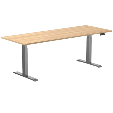 Desky Dual Melamine Sit Stand Desk 200cm Sublime Teak Desktop and Space Grey Frame