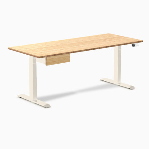 Desky Dual Bamboo Standing Desk With Drawer 180cm and Wheat Frame