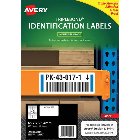 Avery 959220 Extra Strong Triplebond Labels 45.7x25.4mm White Pack 10
