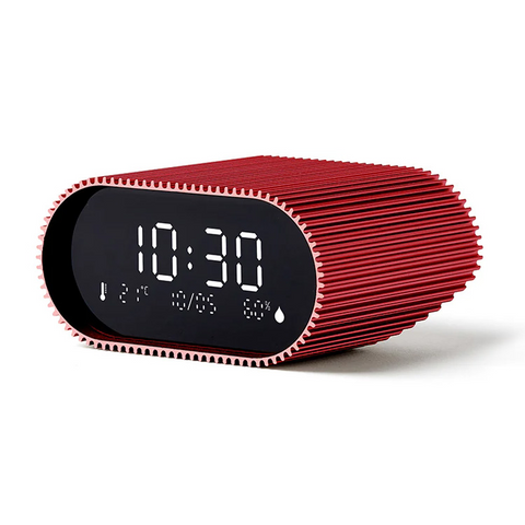 Lexon Ray Clock Lcd Alarm Clock with Temp and Humidity Display (Red)