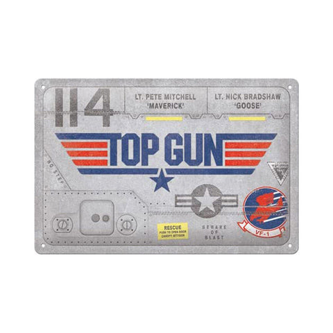 Nostalgic-Art Medium Metal Sign Plaque Top Gun Aircraft 20x30cm