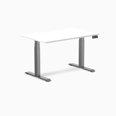Desky Dual Scalloped Melamine Sit Stand Desk 1200x750mm White/Space Grey