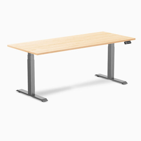 Desky Dual Hardwood Sit Stand Desk 180cm Maple Desktop and Space Grey Frame