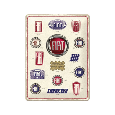 Nostalgic-Art Fiat Logo Evolution 30x40cm Large Metal Tin Sign Plaque