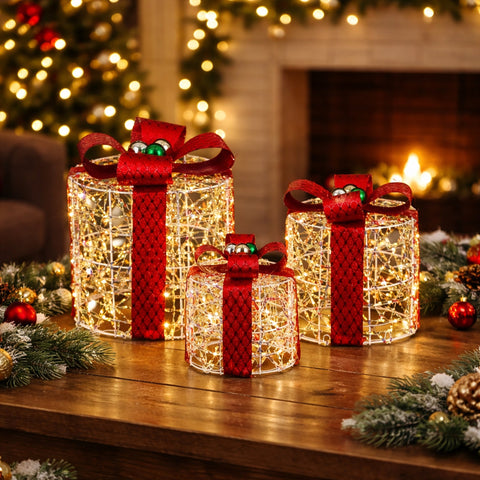 Lexi Lighting Iridescent Gliter Light up Giftbox-Set of Three