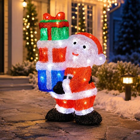 Lexi Lighting 41CM Acrylic Santa with Giftboxes