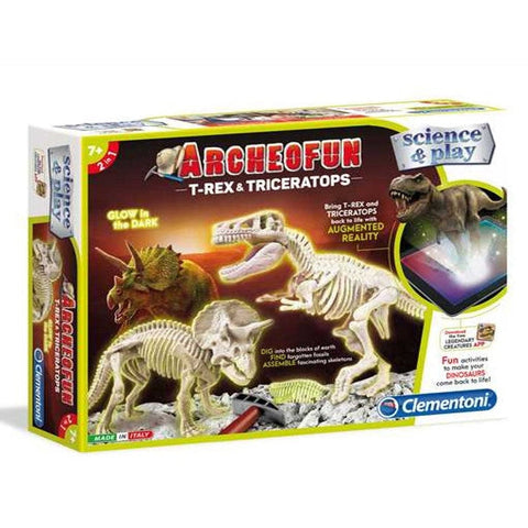 Clementoni Science & Play Archeogiocando Skeleton T-Rex & Triceratop Dig Kit Toy