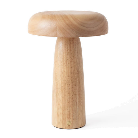 Desky Mushroom Wooden Desk Lamp Solid Wood Ambient LED Table Lamp - Natural