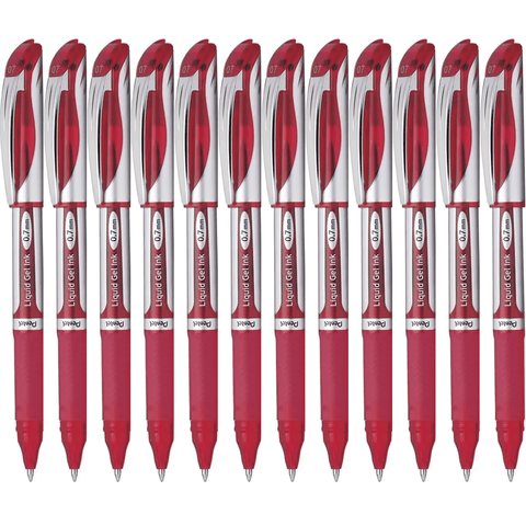 Pentel BL57 Box 12 Energel Liquid Gel Ink 0.7mm Medium Pen (Red)