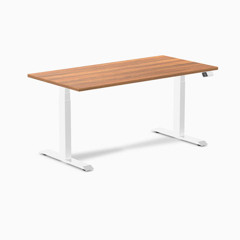 Desky Dual Melamine Sit Stand Desk 150cm Prime Oak Desktop and White Frame