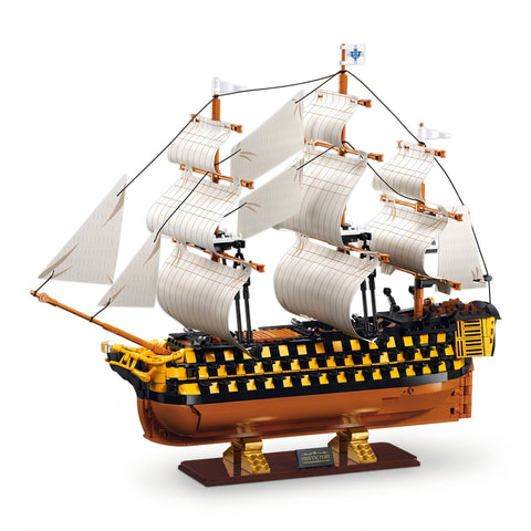 Sluban B1552 Model Kit 1:200 HMS Victory Sailing Battleship Warship Navy Vessel Boat Military DIY Construction Set Toy