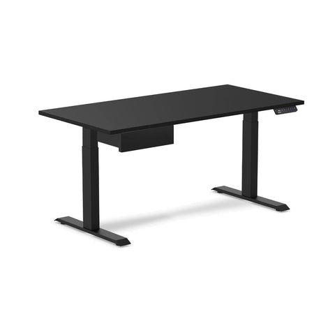 Desky Single Standing Desk With Drawer - Black / 1500x750mm / Matte Black